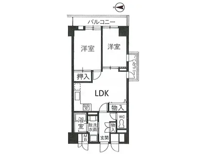 パインコート梅屋敷(2LDK/10階)の間取り写真