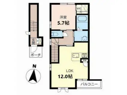 SARA B(1LDK/2階)の間取り写真