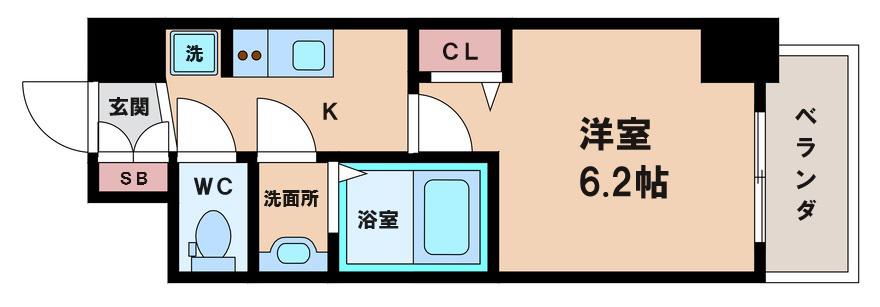 スプランティッド天王寺DUE(1K/8階)の間取り写真