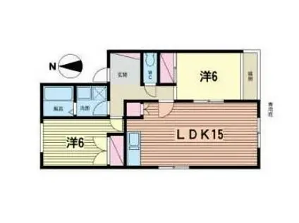 パルデンス茅ヶ崎(2LDK/1階)の間取り写真