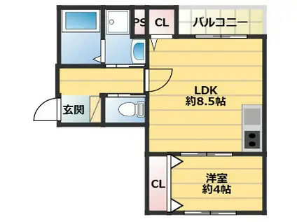 THE NOBLES 戸畑I(1LDK/2階)の間取り写真