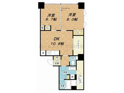 アルグラッドザ・タワー心斎橋(2LDK/32階)の間取り写真