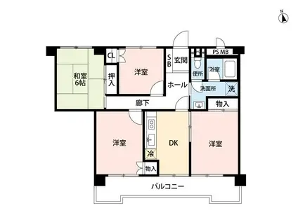 パレス西春(4DK/4階)の間取り写真