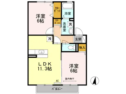 エスパース深津(2LDK/2階)の間取り写真