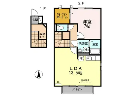ノーブルD医大北(1LDK/2階)の間取り写真