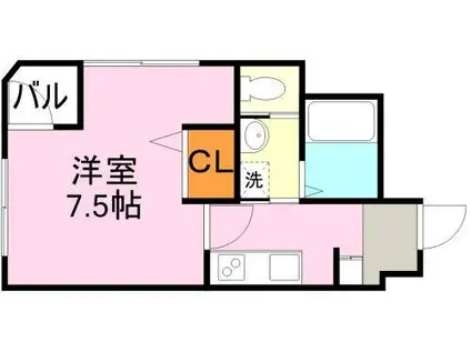 ARX荒田(1K/4階)の間取り写真