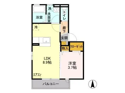 ルシール細谷A(1LDK/2階)の間取り写真