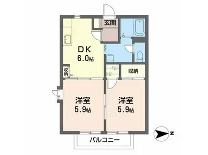 フィオレ ルガール C(2DK/2階)の間取り写真