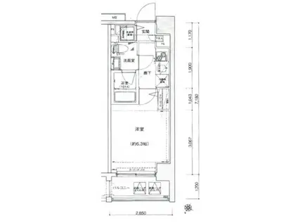 レア横濱ヴィヴァーチェ(1K/7階)の間取り写真