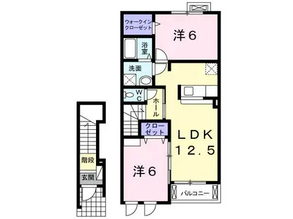 アダージョ A・B棟(2LDK/2階)の間取り写真