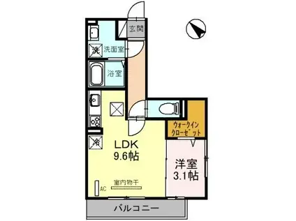 コリーヌヴェール上小(1LDK/2階)の間取り写真