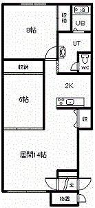 アクアマリンF(2LDK/2階)の間取り写真