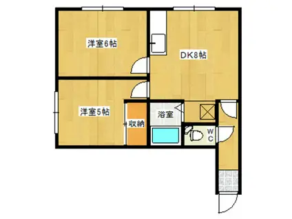 フィールドハウス(2DK/2階)の間取り写真