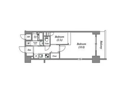 コスモリード神戸三宮(1LDK/3階)の間取り写真