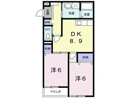 U-ハイム(2DK/2階)の間取り写真