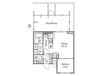 クオリタス大島(1DK/5階)の間取り写真