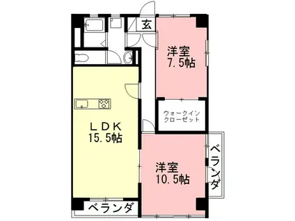 アーバンスクエア(2LDK/5階)の間取り写真