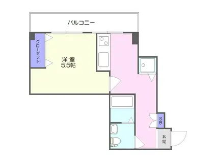 ヒルサイド川本(1K/3階)の間取り写真