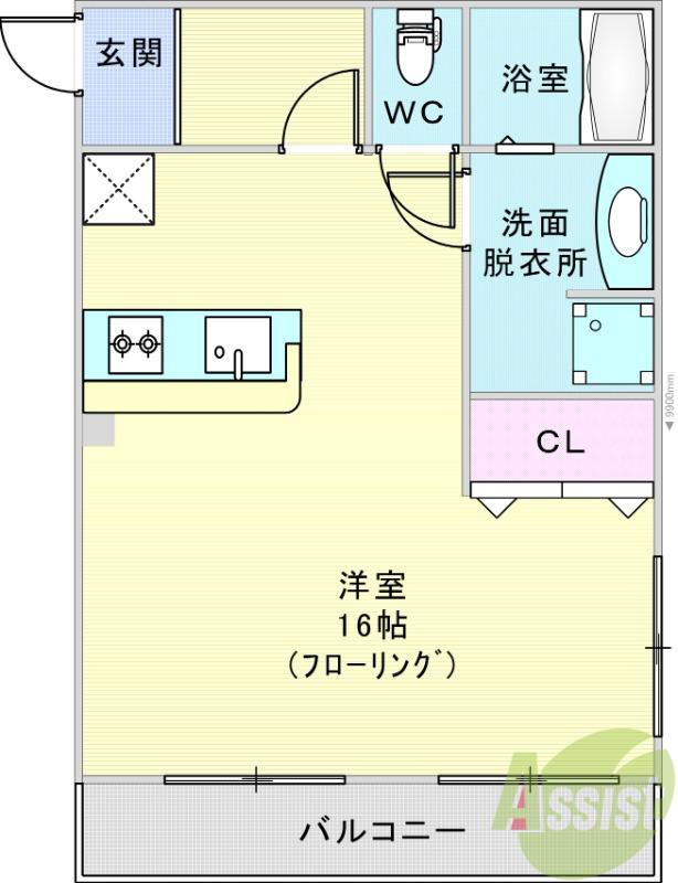 フレスマンション江坂(ワンルーム/1階)の間取り写真