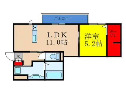 ARTIO(1LDK/1階)の間取り写真