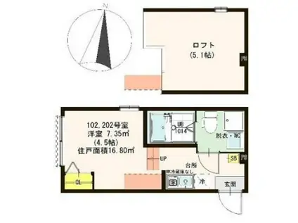 ハーモニーテラス梅島VI(ワンルーム/1階)の間取り写真