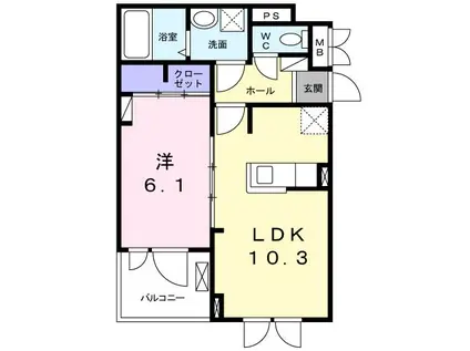 オベルジーヌ(1LDK/3階)の間取り写真
