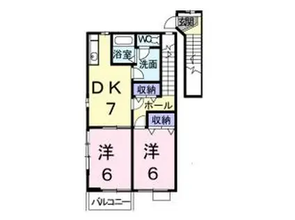 プロムナ-ドII(2DK/2階)の間取り写真