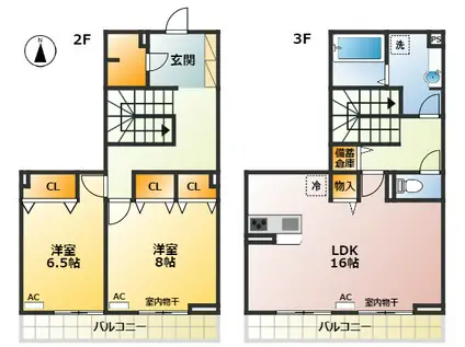 ファームサイドヒルキタノ(2LDK/2階)の間取り写真