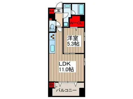 ピニエール浦和岸町(1LDK/8階)の間取り写真