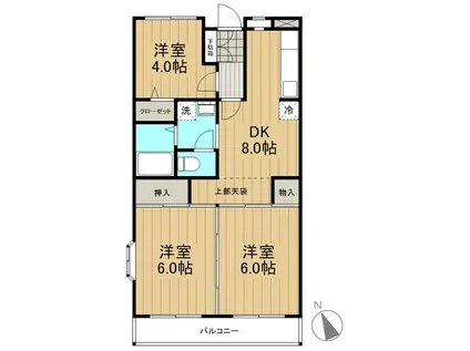 ベルデュールクスノキ(3DK/1階)の間取り写真