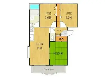 グレース(3LDK/3階)の間取り写真