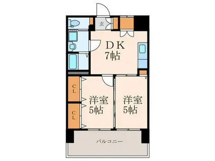 BERGAMOTTO黄金(2DK/8階)の間取り写真