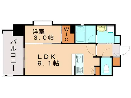 サニークレスト東比恵II(1LDK/5階)の間取り写真