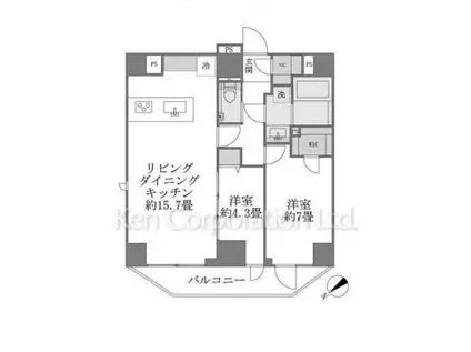 ルネサンス赤坂プレミアコート(2LDK/5階)の間取り写真