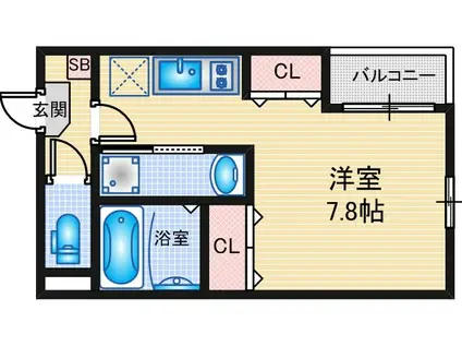 CHAMP DE HELIANTHE 本陣(1K/1階)の間取り写真