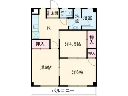 堤ビル(3K/2階)の間取り写真