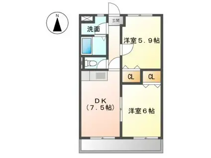 センチュリー21(2DK/4階)の間取り写真
