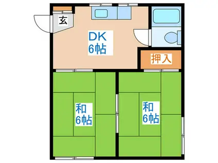 メゾン戸室(2DK/2階)の間取り写真