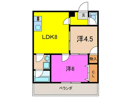 コーポ幸(2LDK/3階)の間取り写真