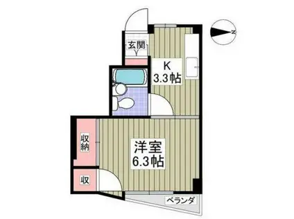 ヴィラ狭山ヶ丘(1K/3階)の間取り写真