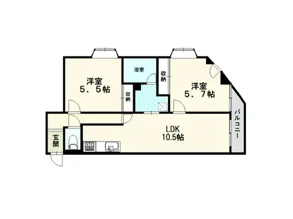 フェニックス北野(2LDK/4階)の間取り写真