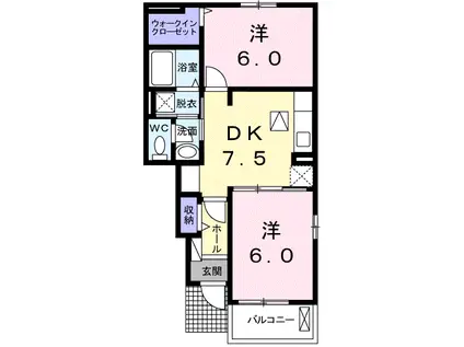 フェアビアンカ I(2DK/1階)の間取り写真