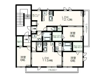 ヴィヴレ(2LDK/3階)の間取り写真