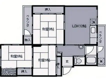 鶴甲団地10号棟(3LDK/1階)の間取り写真