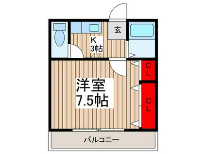 フレンドシップ狭山ヶ丘(1K/3階)の間取り写真