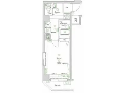 L-FLAT南品川(1K/4階)の間取り写真
