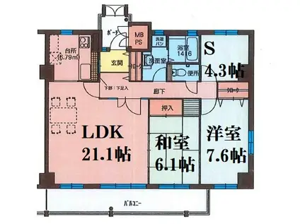 フィールトレイン(2SLDK/4階)の間取り写真