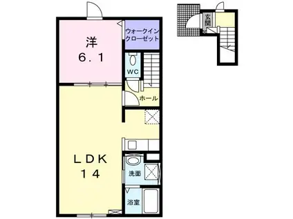 ＪＲ宗谷本線 名寄駅 バス乗車時間：8分 最寄りバス停で下車 徒歩5分 2階建 築10年(1LDK/2階)の間取り写真
