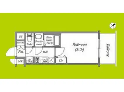 アドバンス大阪クラージュ(1K/6階)の間取り写真