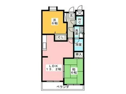シャトー乙輪(2LDK/2階)の間取り写真